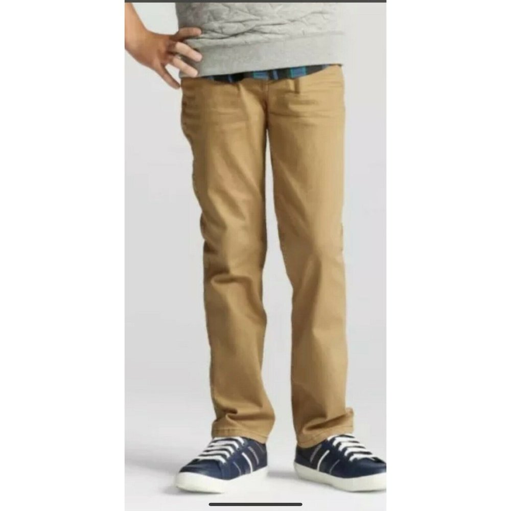Cat & Jack Boys' Stretch Straight Recto Fit Jeans - size 14 Khaki Wash